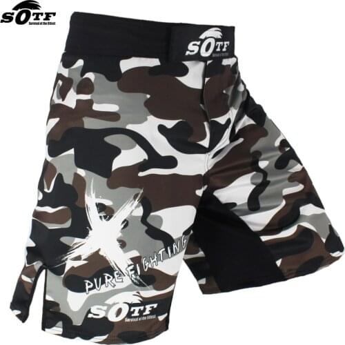 SOTF Black Camouflage Boxing Fighting Fighting Breathable Shorts Tiger Muay Thai mma shorts boxing clothing sanda thai shorts