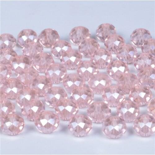 4 6 8mm Pink AB Czech Facet Rondelle Glass Beads Jewelry Making DIY Crystal Spacer Beads for Bracelets Loose Bead Wholesale
