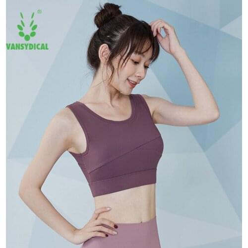 VANSYDICAL Yoga Sport Bra Women Cut-out Back Sexy Bralette Shockproof Running Tops Fitness Vest Gym Clothing Female Underwear