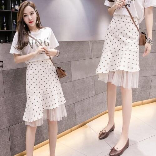 Girls Skirts Polka Dot Summer Teenager Kids Clothes 16 Years Old 165 Cm White Black