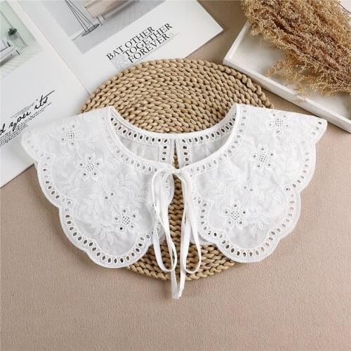 Ladies Hollow Embroidery Lace Fake Collars for Women Shirt Detachable Collars Shawl Blouse Decorative False Collar Nep Kraagie