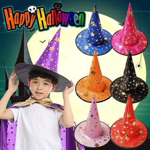 Halloween Costume Witch Hat Dance Party Performance Props Magic Cap Pointed Hat Fashion Peaked Cap Halloween Party Supplies #40
