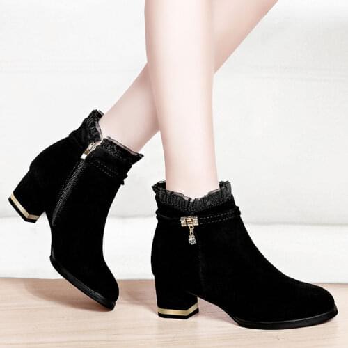 2021 New Winter Casual Women Pumps Warm Ankle Boots Waterproof High Heels female Snow Shoes Elastic Platform Booties