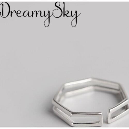 Luxury Jewelry Trendy Silver Color Geometric Antique Rings For Women Ladies Large Adjustable Size Ring Joyas De Plata