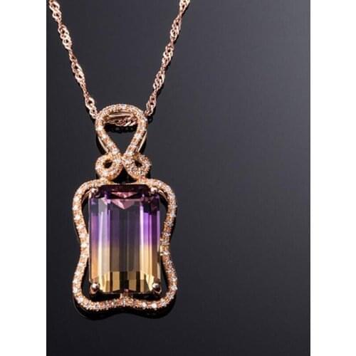 KOFSAC Trendy 925 Silver Necklaces For Women Luxury Color Crystal Gradient Micro-Inlay Zircon Pendant Necklace Lady Fine Jewelry