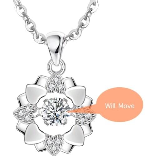 Cherry Flower Snowflake Smart Cubic Zirconia 925 Sterling Silver Necklace For Women Luxury Long Trendy Fashion Dainty Jewelry