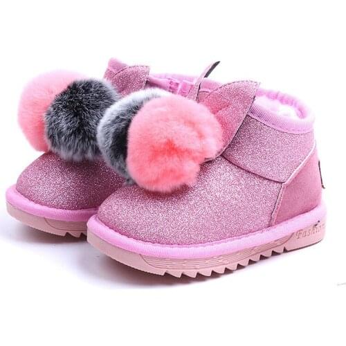 Winter Girls Snow Boots Princess Warm Plush Rabbits Baby Toddler Ankle Shoes Boys Sneakers Shoes For Kids Fur Children Boots