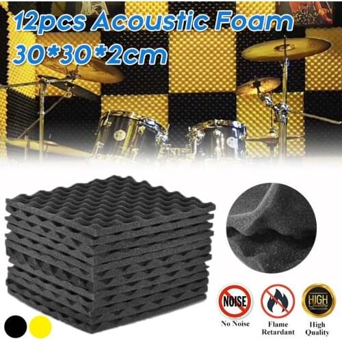 12pcs/set 30x30cm Soundproofing Foam Acoustic Foam Sound Treatment Studio Room Absorption Tiles Polyurethane foam Wall Panels