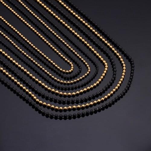2.4/3 mm Width Gold Black Stainless Beads Chain Necklace Women Female Customize Mini Fashion Jewelry