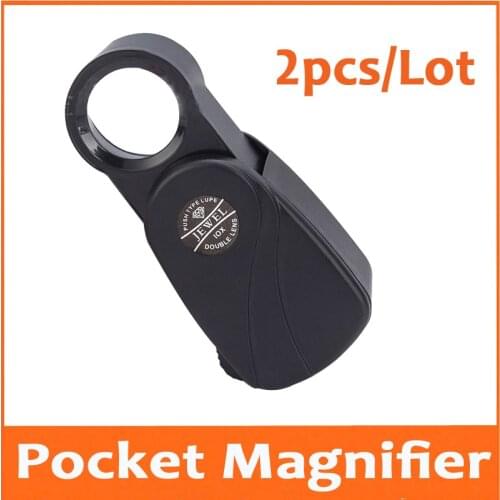 2pcs 10X Push Type Lupe Toy Gift Multifunctional Jewel 20mm Double Lens Reading Magnifier Pocket Magnifying Glass