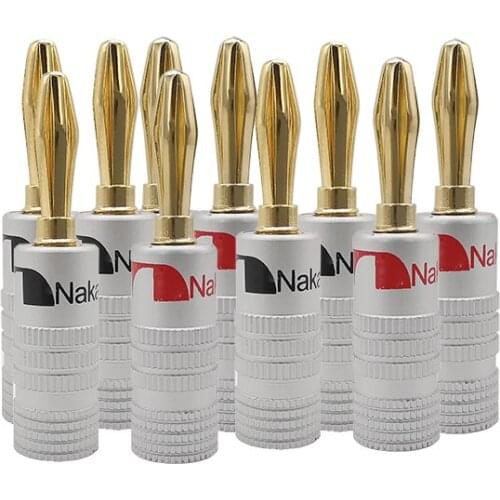 24k Gold-Plad Pure Copper 4mm Banana Plugs Cable Connectors Banana Plug Speaker Audio Adapter