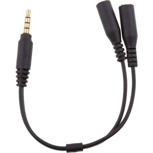 3.5mm Male to 2 Female 3.5mm Headset Mic Y Splitter Cable for iPhone HTC Samsung for iPad for iPad mini High quality Black