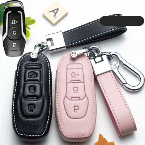 3 Button smart Leather Car Remote Key Fob Cover Case for Ford F-150 Mondeo Galaxy S-Max Explorer Ranger Auto Key Covers