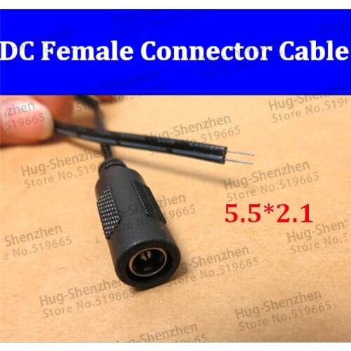 30cm DC power female connector power cord flat cable size 5.5*2.1 Power female Plug Connector for Monitoring,led light--50pcs