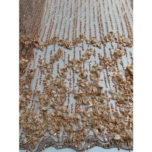 3d flower popular design french lace fabric 5y African Lace Fabric sequins lace fabric J-18684 with super quality