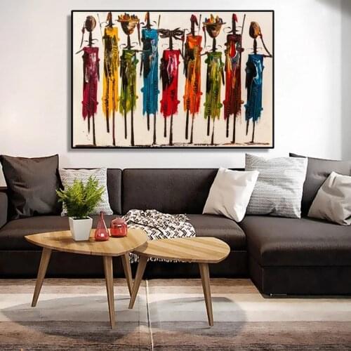 Abstract African Woman Oil Painting on Canvas Posters and Prints Wall Art Portrait Pictures for Living Room Home Decor No Frame