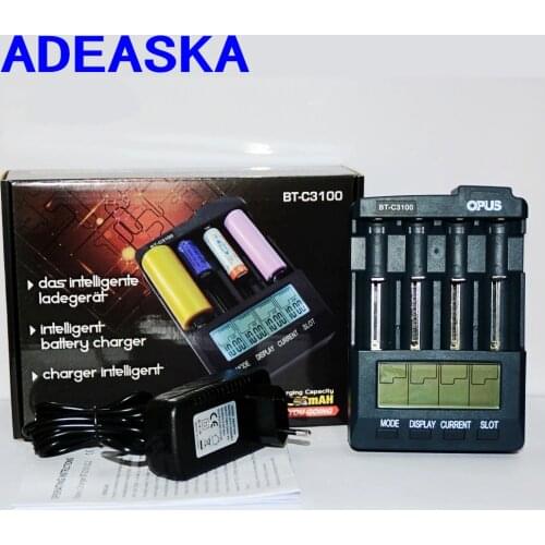 ADEASKA New upgrade version V2.2 OPUS BT-3100 fast battery charger 2A Digital discharger/capacity test/repiar EU/US/UK/AU plug
