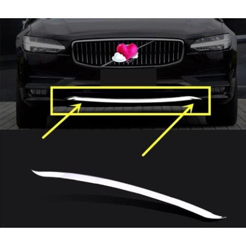 Car ABS Chrome Front bumper lips cover trim Sticker For Volvo S90 2016 2017 2018 Car styling decorative accessories C847