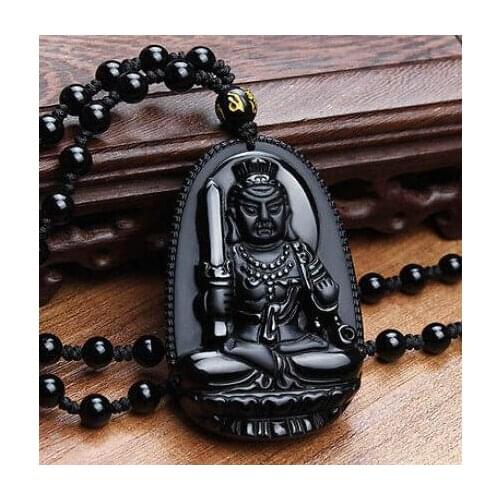 FREE shipping> >>>> 100% Obsidian Fudo Buddha Pendant Rooster natal Buddha