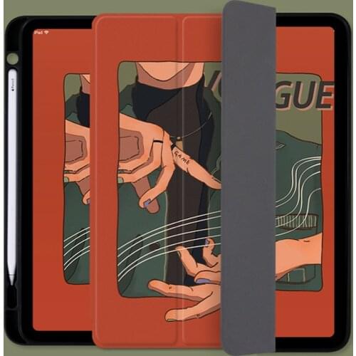 For Ipad Pro 11 Air 3 4 Mini 5 Case 2020 2021 Original Internet Celebrity Magazine Three-fold Full-inclusive Shell with Pen Slot