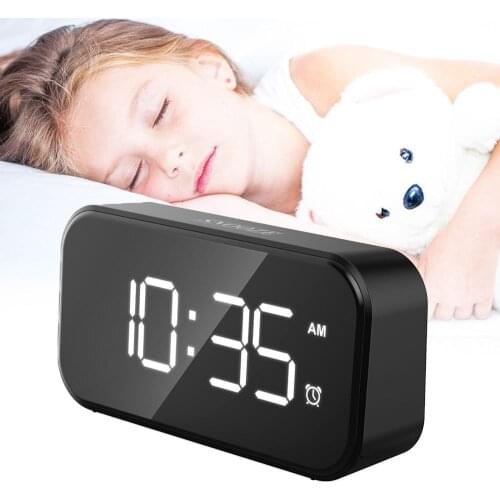 Digital Alarm Clock 5 Inches LED Screen, 12/24H, Adjustable Volume, Snooze, Batteries, USB Port Alarm Clocks For Family Bedroom