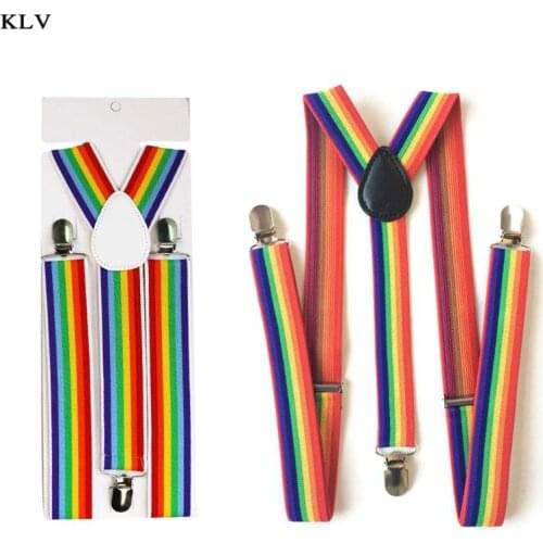 Children Rainbow Strap Clip Colorful Striped Baby Suspenders Belt Boys and Girls Fashion Straps Anti-drop Belts Buckle