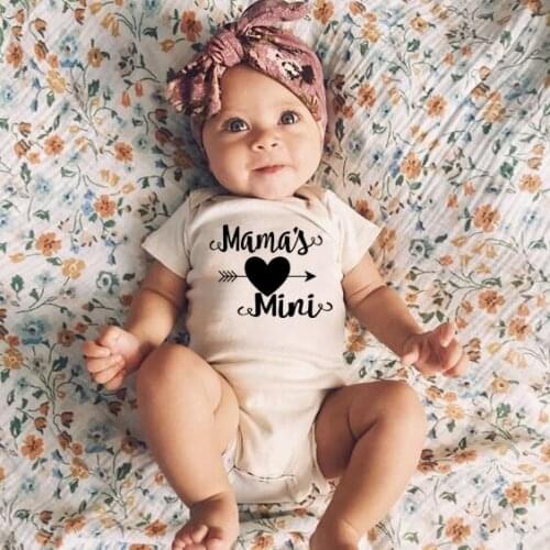 Newborn Baby Boys Girls Mamas Mini Print Romper Infant Short Sleeve Jumpsuit Toddler Fashion Funny Clothes Outfits
