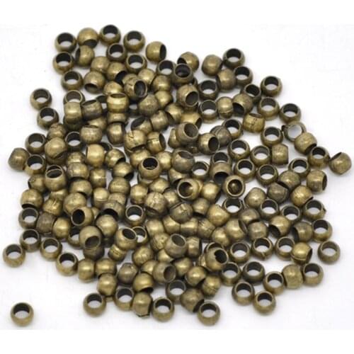DoreenBeads Copper Crimp Beads Round Antique Bronze Color DIY Making Bracelets Earrings Jewelry Gifts About 3.5mmx1.8mm,500 PCs