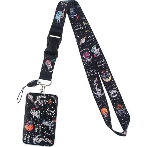 ER516 Cosmic Planet Astronaut Buckle Lanyard Neck Strap Lanyard For Keys ID Card Gym Mobile Phone Straps USB Badge Holder