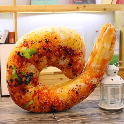 Simulation Grilled Shrimp Food Pillow Innovative Simulation Cushion Doll Toy Soft PP Cotton Very Suitable For Hugging