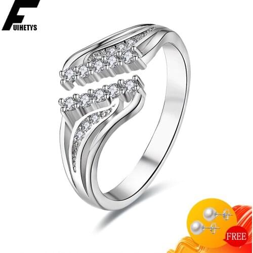Fashion Women Ring 925 Silver Jewelry with Cubic Zirconia Gemstones Open Finger Rings for Wedding Engagement Accessories Party