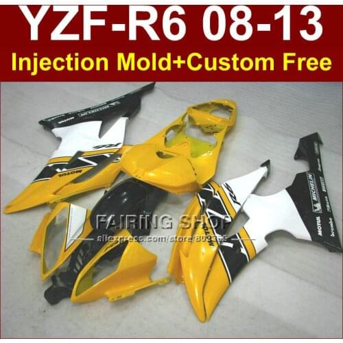 Yellow Motorcycle fairing kits for YAMAHA YZFR6 2008 2009 2011 2013 ABS fairings kit YZF R6 08-13 YZF1000 R6