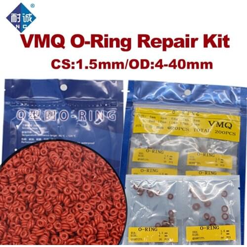 Red Silicon Rubber O-ring Silicone/VMQ thickness CS1.5mm multiple size repair kit combination O ring Seal Ring Gasket Washer