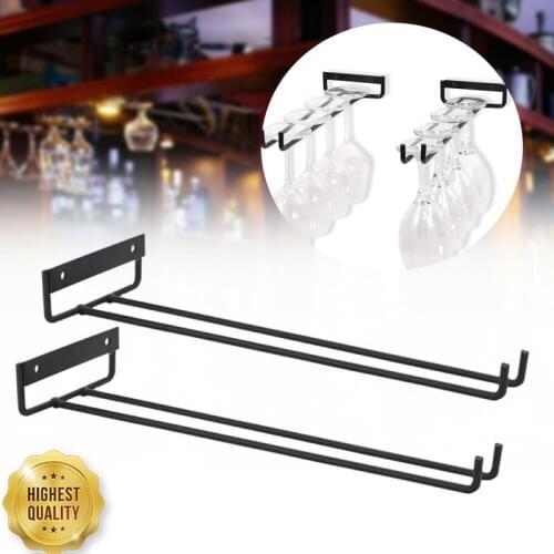 Kitchen Wine Glasses Rack Wrought Iron Hanging Goblet Holder Display Stand Bar Stemware Storage Rack Cabinets Cup Hanger