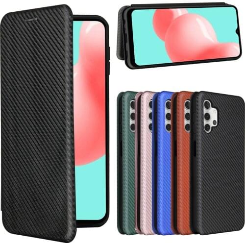 For Samsung Galaxy A32 4G 5G Luxury Flip Carbon Fiber Skin Magnetic Adsorption Case For Samsung A32 A 32 SamsungA32 Phone Bags