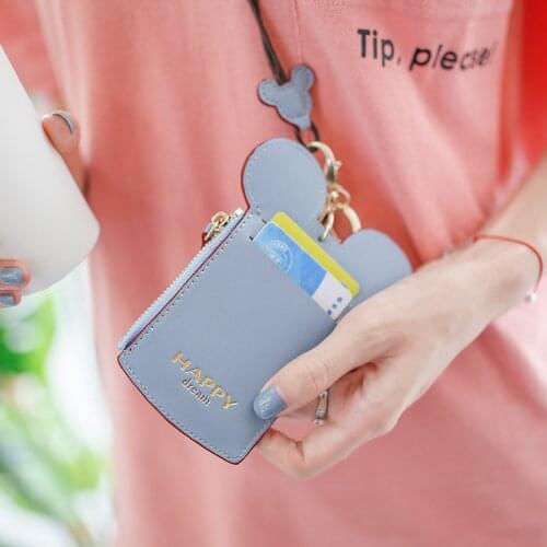 Cute Identification Card Cover Multi-card Bus Entrance Guard Work Cards Holder Chest Card Pack with Neck Rope Zipper Coin Purse