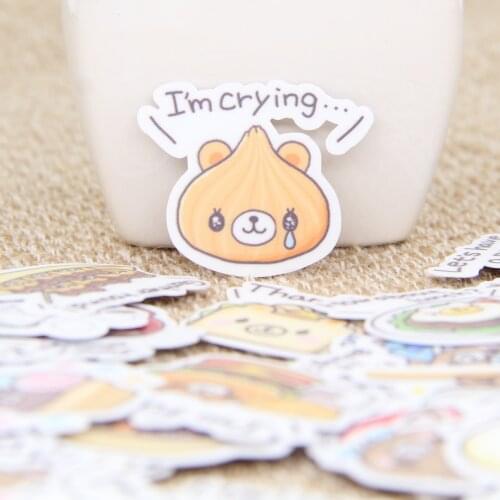 Cute Bear Food English Expression Scrapbooking Stickers Decorative Sticker DIY Craft Photo Albums Decals