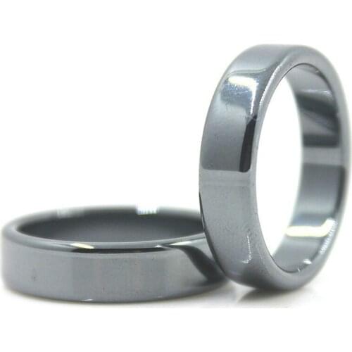 Fashion Jewelry Hematite Ring Quality Smooth 6mm Men and Women Fashion Quality Jewelry Flat Magnet Ring New Year Christmas Gift