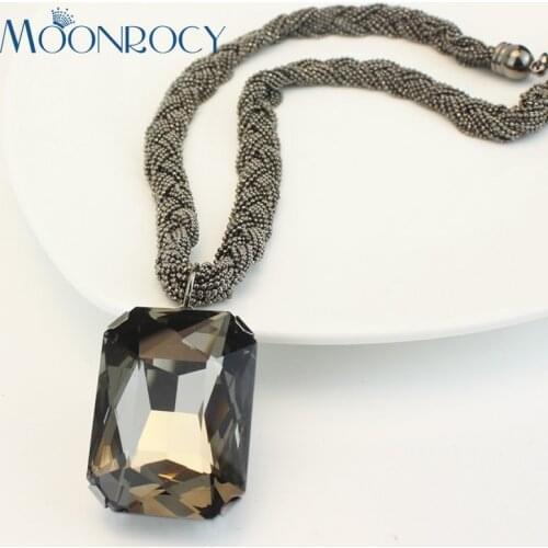 MOONROCY Free Shipping Crystal Jewelry Fashion Exaggerated party short jewelry for woman square crystal necklace choker