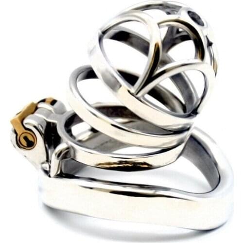 Stainless Steel Male Chastity Cage Metal Mens Locking Belt Restraint Device 214 Cock Ring Chastity