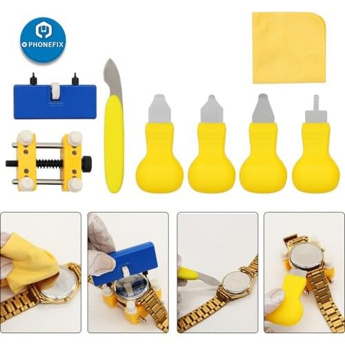 Watch Repair Kit Watch Battery Replacement Tool Kit Watch Case Opener Watch Back Cover Remover Scraper Watch Case Holder