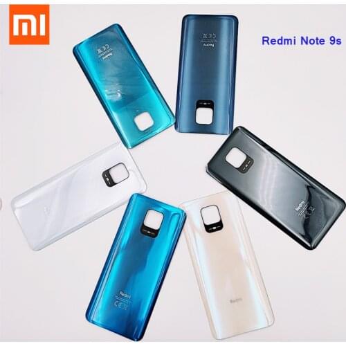 6.67'' NEW Back Cover For Xiaomi Redmi Note 9S 9 S Battery Cover Rear Glass Door Panel Housing Case Replace Parts + Sticker Logo