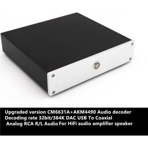 Upgraded version CM6631A+AKM4490 Audio decoder Decoding rate 32bit/384K DAC USB To Coaxial Analog RCA R/L Audio For amplifier