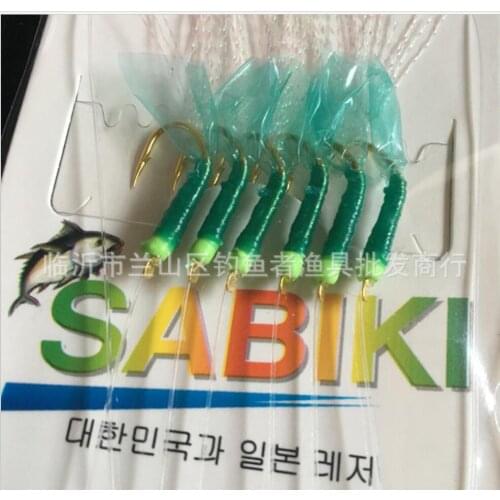Wholesale 1200pcs/lot (200bags) fishing sabiki shrimp lures soft bait beach fishing Rigs Luminous Lures size 6- 15 Green body