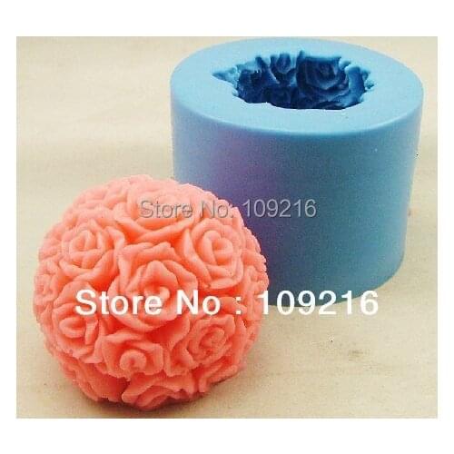 Wholesale!! 3D 6.5*5.5cm Rose Ball(H0197) Silicone Handmade Candle Mold Crafts DIY Mold