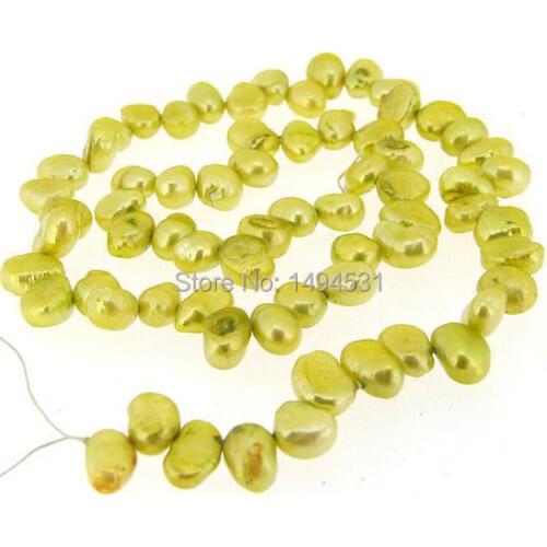 Wholesale Pearl Jewelry, One Strand Freshwater Cultured Pearl Loose Beads Yellow Gem Jewelry 5-9mm One Strand 15 Inches