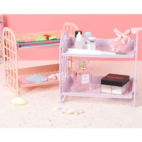 Ins Plastic Double-layer Foldable Storage Rack Small Folding Cosmetics Sundries Accessories Organizer Home Desktop Bathroom Girl
