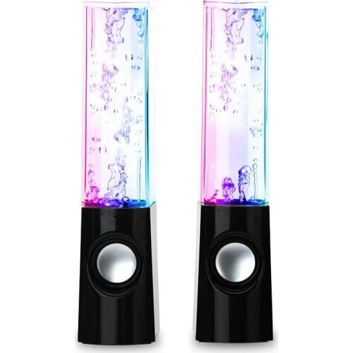 2 PCS Portable Desk Speaker Column Stereo Sound Bar LED Water Light Dncing Music Light Source PC Laptops Speakers