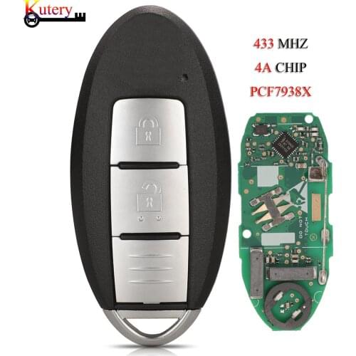Kutery Remote Smart Key For Nissan Kicks 433mhz Hitag AES 4A/PCF7938X Chip Car Alarm 2 Buttons With Light