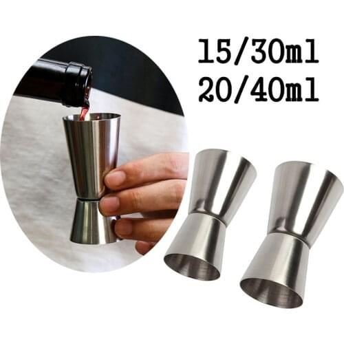 15/30ml or 20/40ml Stainless Steel Cocktail Shaker Measure Cup Dual Shot Drink Spirit Measure Jigger Kitchen Gadgets